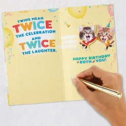 Kittens Kids Double Birthday for Twins Card