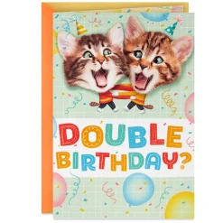 Kittens Kids Double Birthday for Twins Card