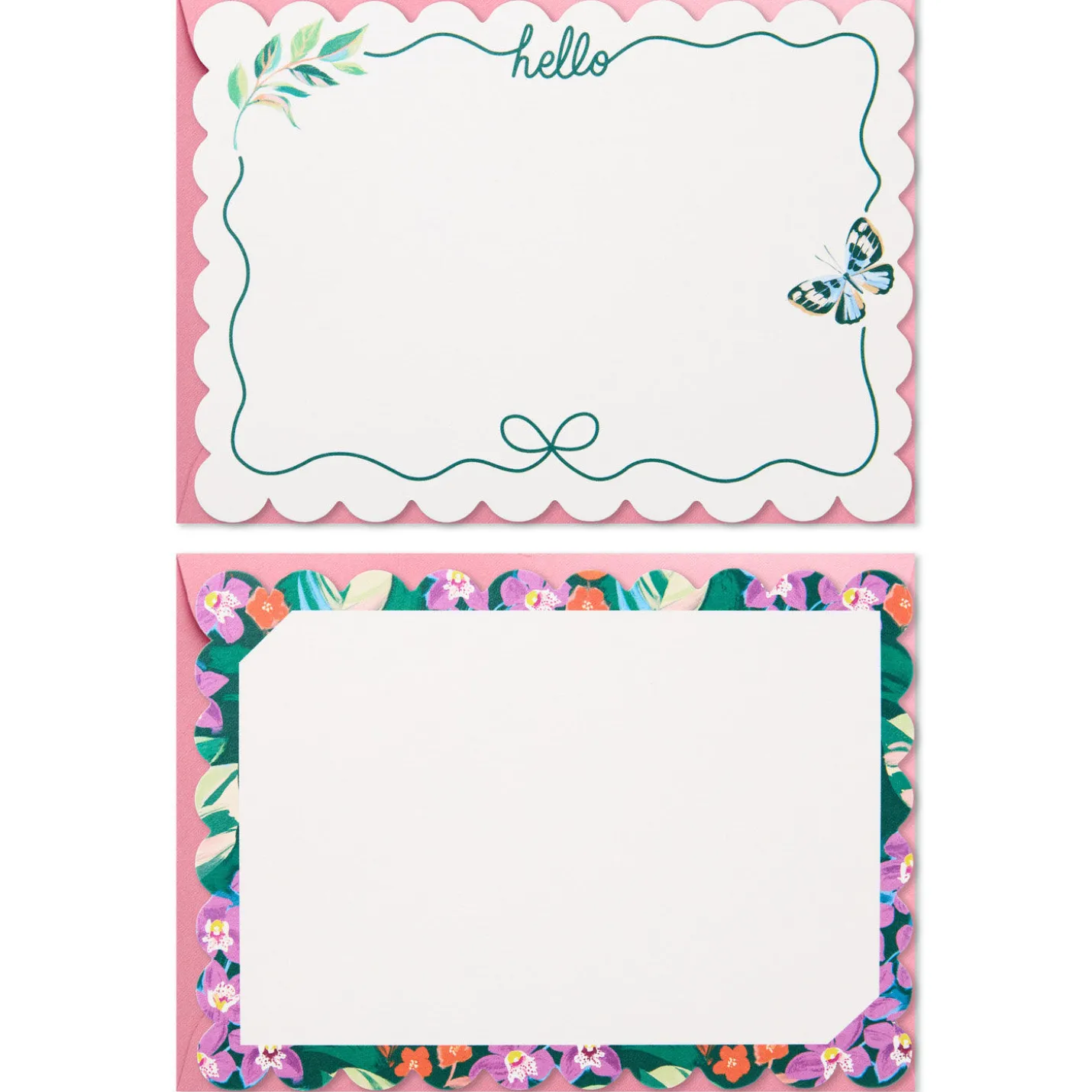 Lacey Chabert Collection Floral and Hello Bow Flat Note Cards in Caddy, Box of 40