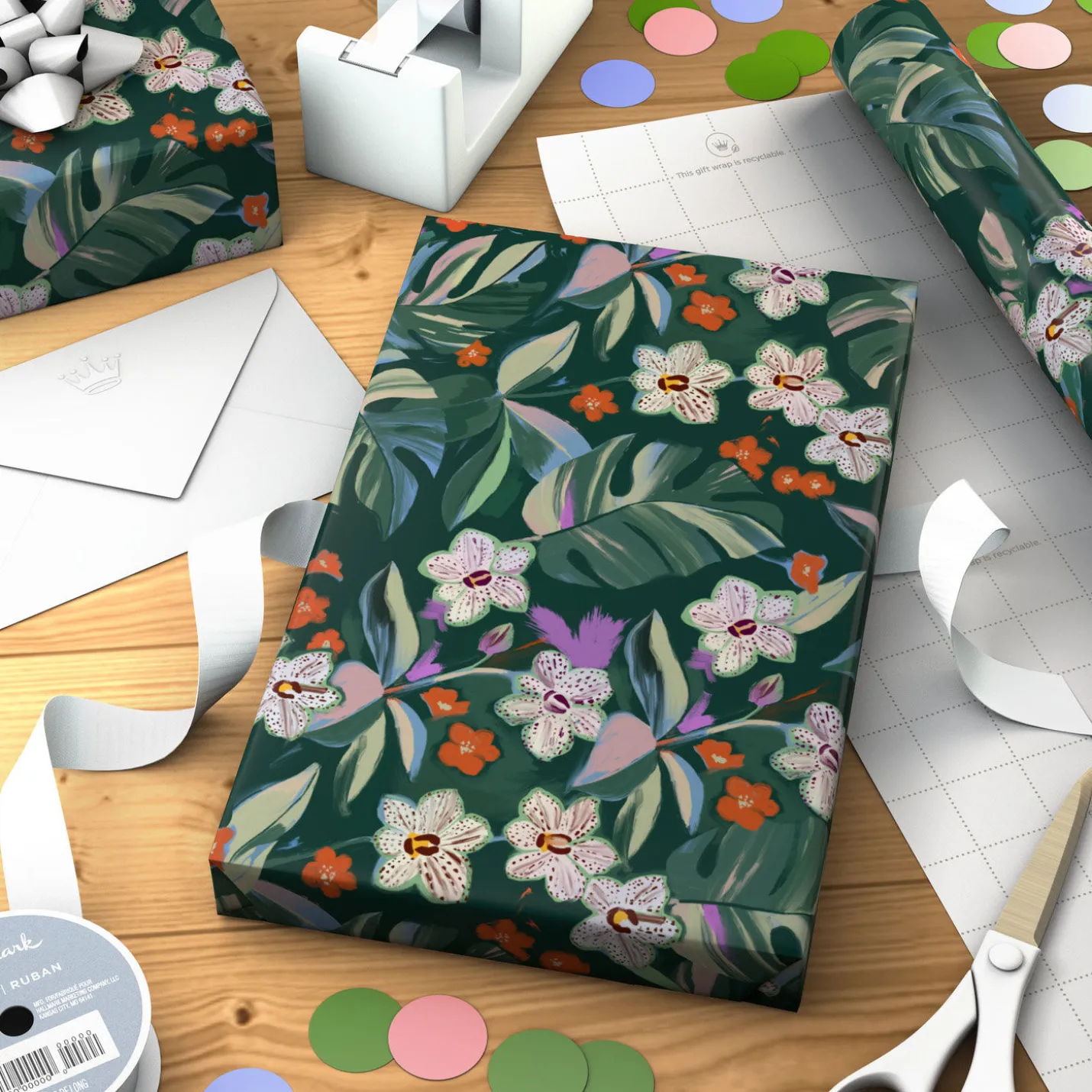 Lacey Chabert Collection Green Floral Wrapping Paper Roll, 20 sq. ft.