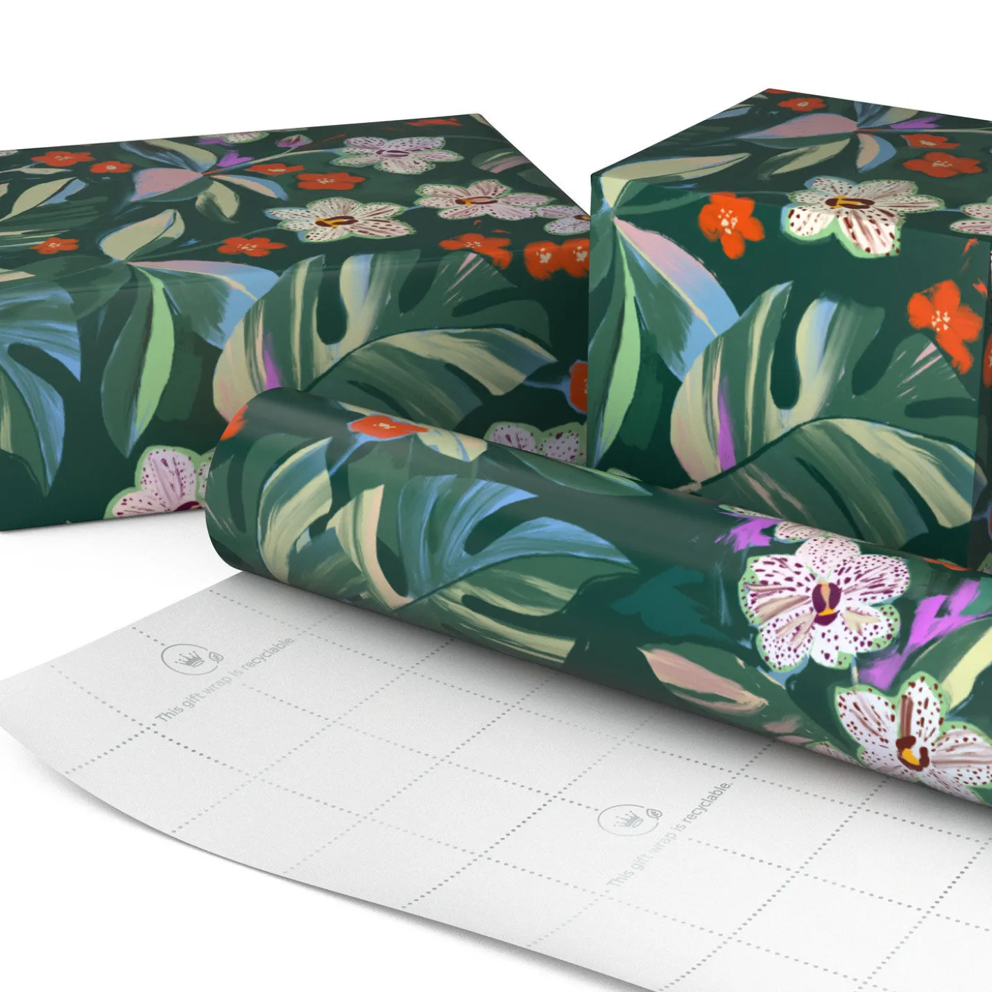 Lacey Chabert Collection Green Floral Wrapping Paper Roll, 20 sq. ft.