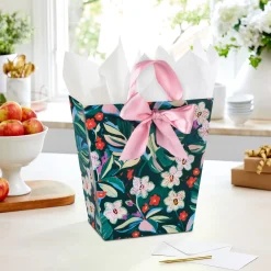 9.6" Lacey Chabert Collection Green Floral Medium Gift Bag