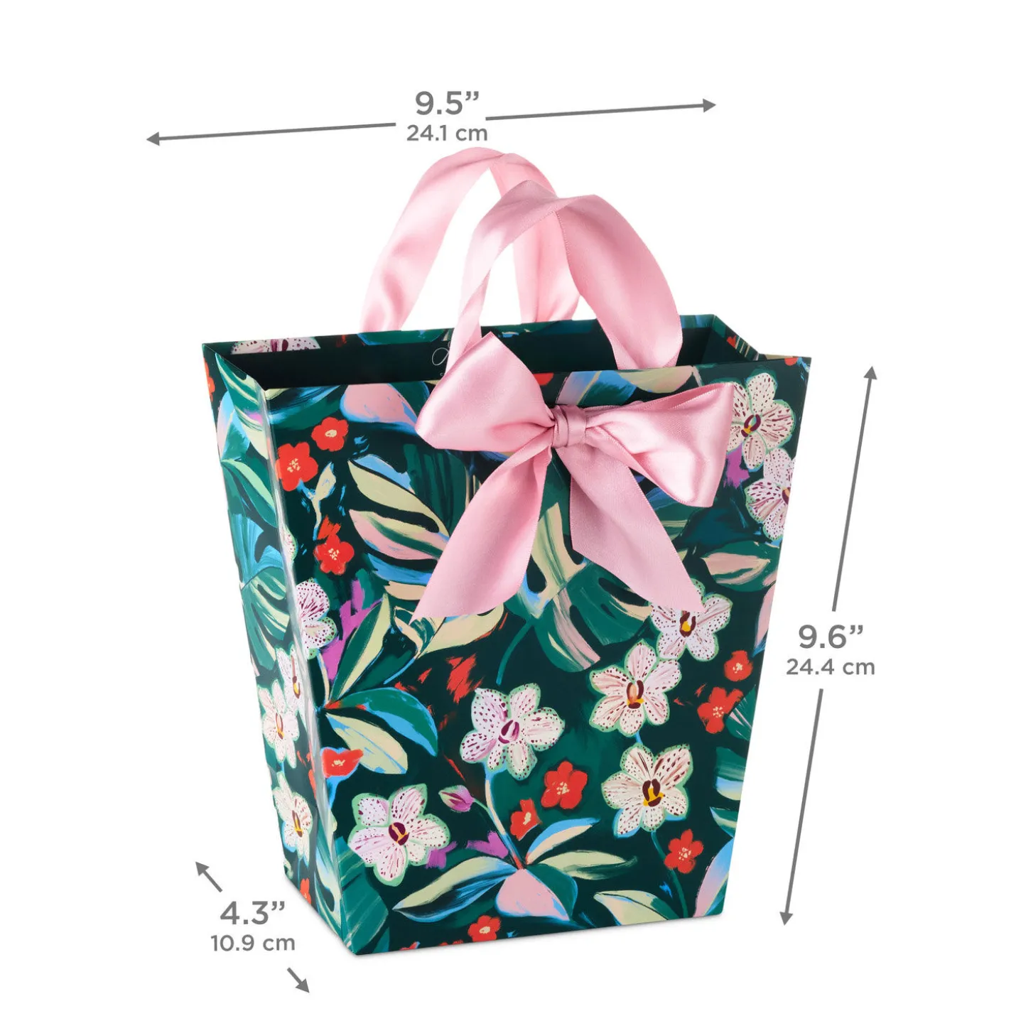 9.6" Lacey Chabert Collection Green Floral Medium Gift Bag
