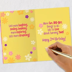 Laughing, Exploring, Dreaming 2nd Birthday Card for Girls