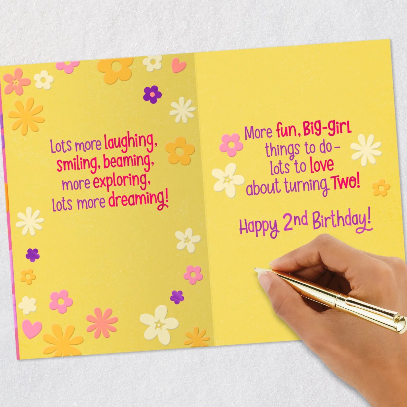 Laughing, Exploring, Dreaming 2nd Birthday Card for Girls