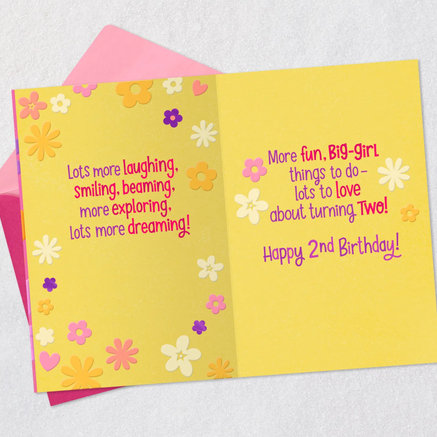 Laughing, Exploring, Dreaming 2nd Birthday Card for Girls
