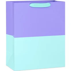 13" Lavender and Aqua Color Block Large Gift Bag
