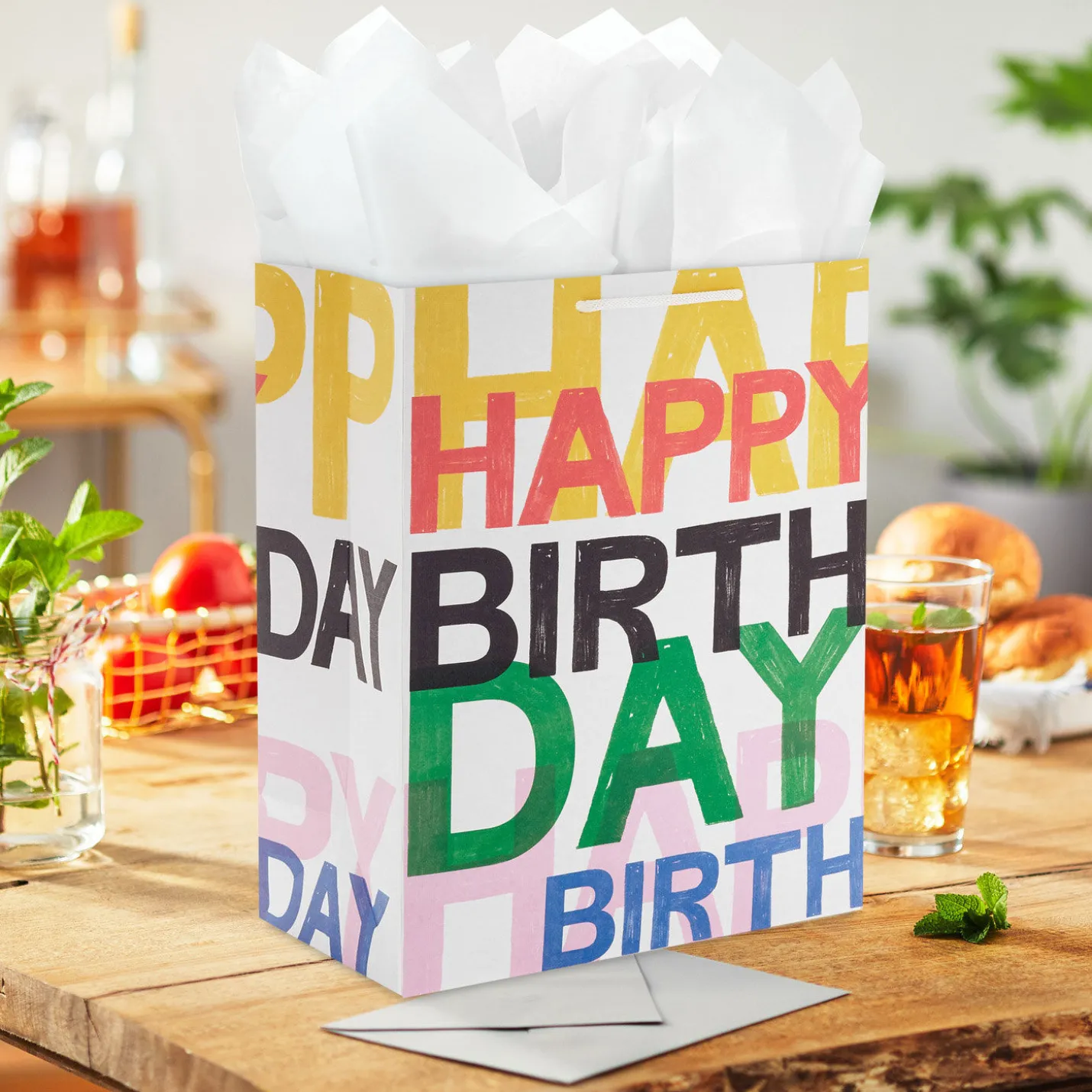13" Layered Lettering Large Birthday Gift Bag