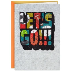 Let's Go Sports Graphics Lettering Birthday Card for Kids