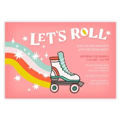 Let's Roll Roller Skates Party Invitation