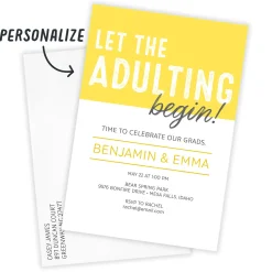 Let the Adulting Begin Flat Graduation Party Invitation