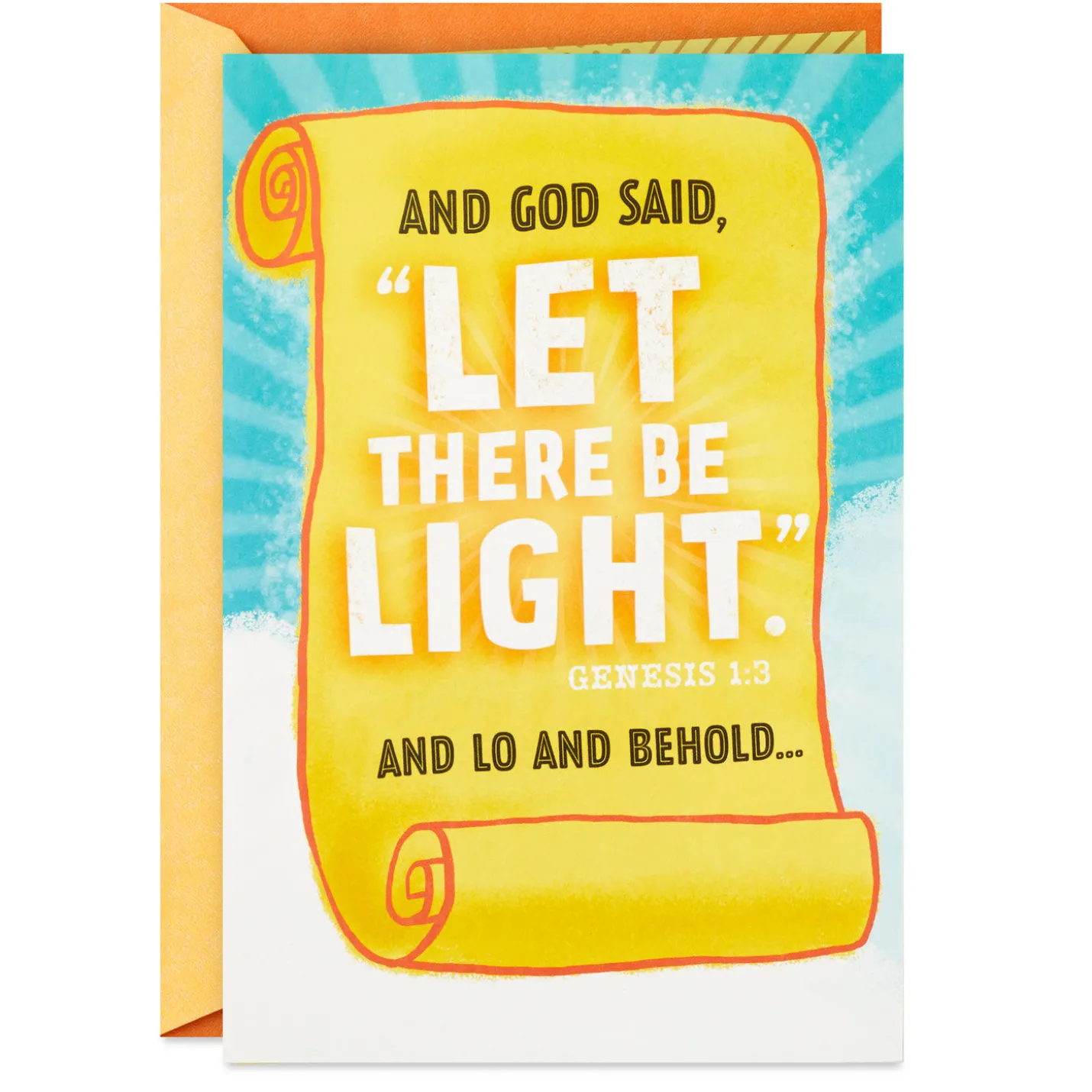 Let There Be Light Funny Pop-Up Birthday Card
