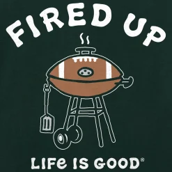 Life Is Good Men’s Fired Up Football Grill Black Short Sleeve T-Shirt
