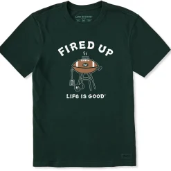 Life Is Good Men’s Fired Up Football Grill Black Short Sleeve T-Shirt