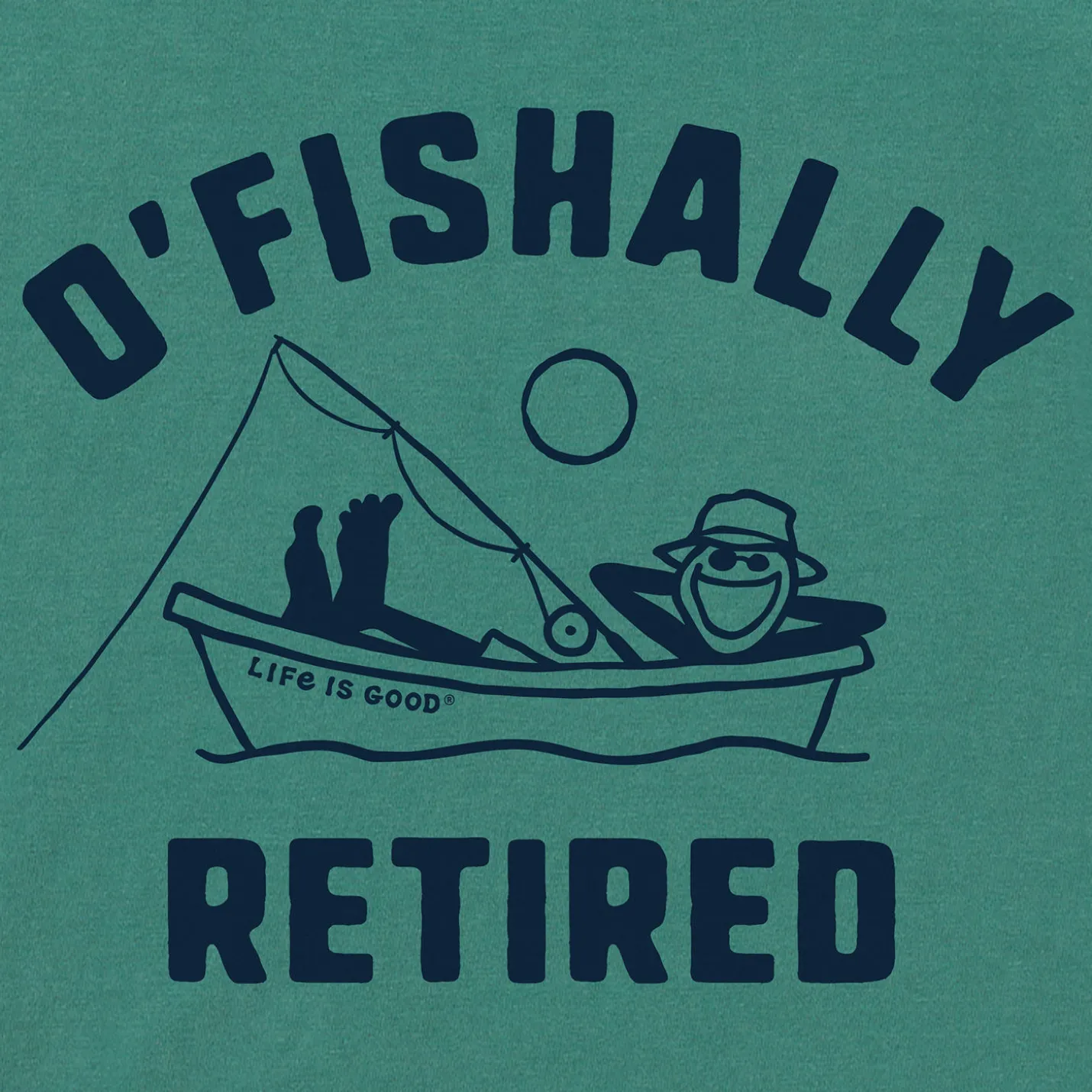 Life Is Good Men's O'Fishally Retired Green T-Shirt