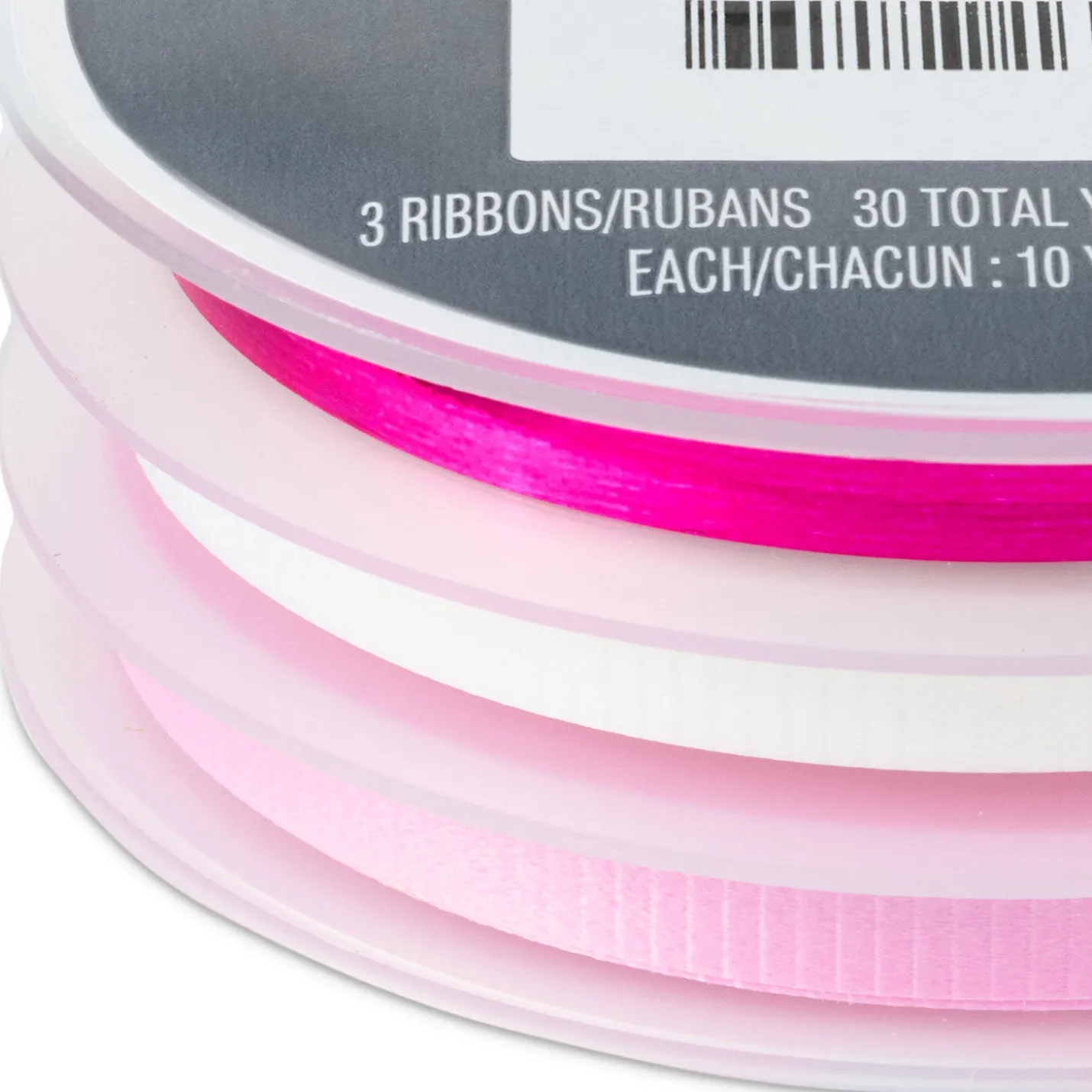 Light Pink/White/Metallic Hot Pink 3-Pack Curling Ribbon, 90' total