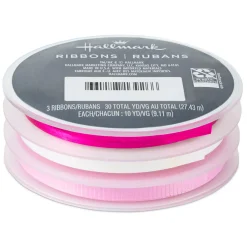 Light Pink/White/Metallic Hot Pink 3-Pack Curling Ribbon, 90' total