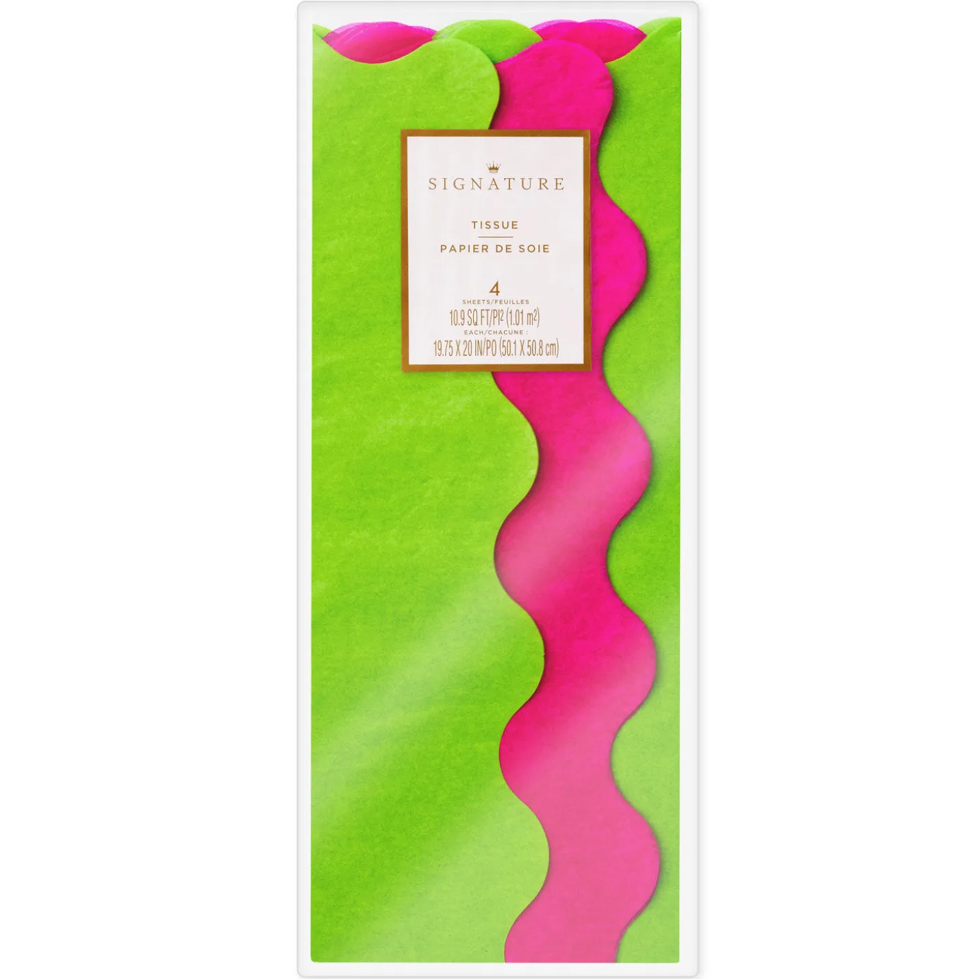 Lime Green and Fuchsia Wavy-Edged 2-Pack Tissue Paper, 4 sheets total