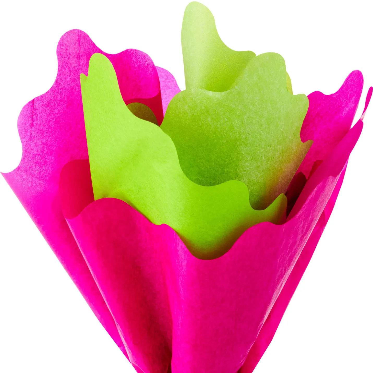 Lime Green and Fuchsia Wavy-Edged 2-Pack Tissue Paper, 4 sheets total