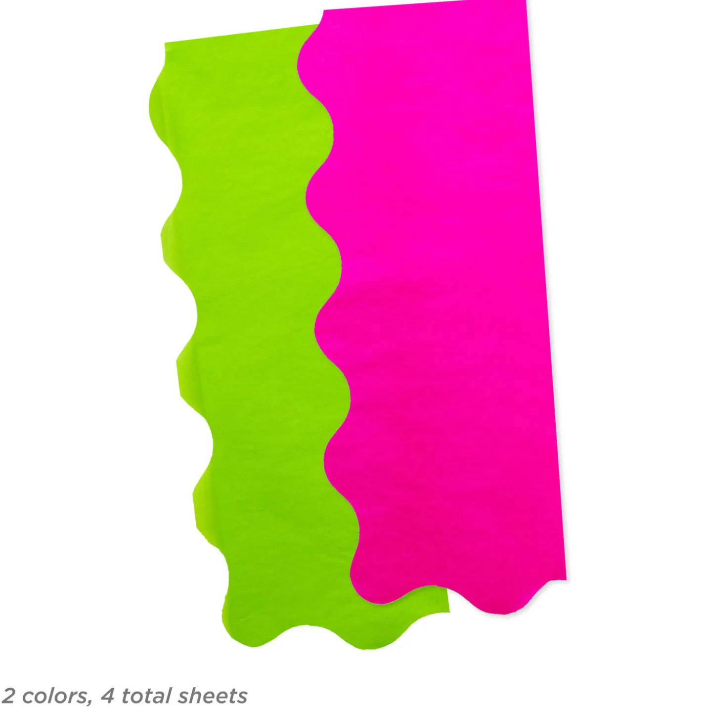 Lime Green and Fuchsia Wavy-Edged 2-Pack Tissue Paper, 4 sheets total