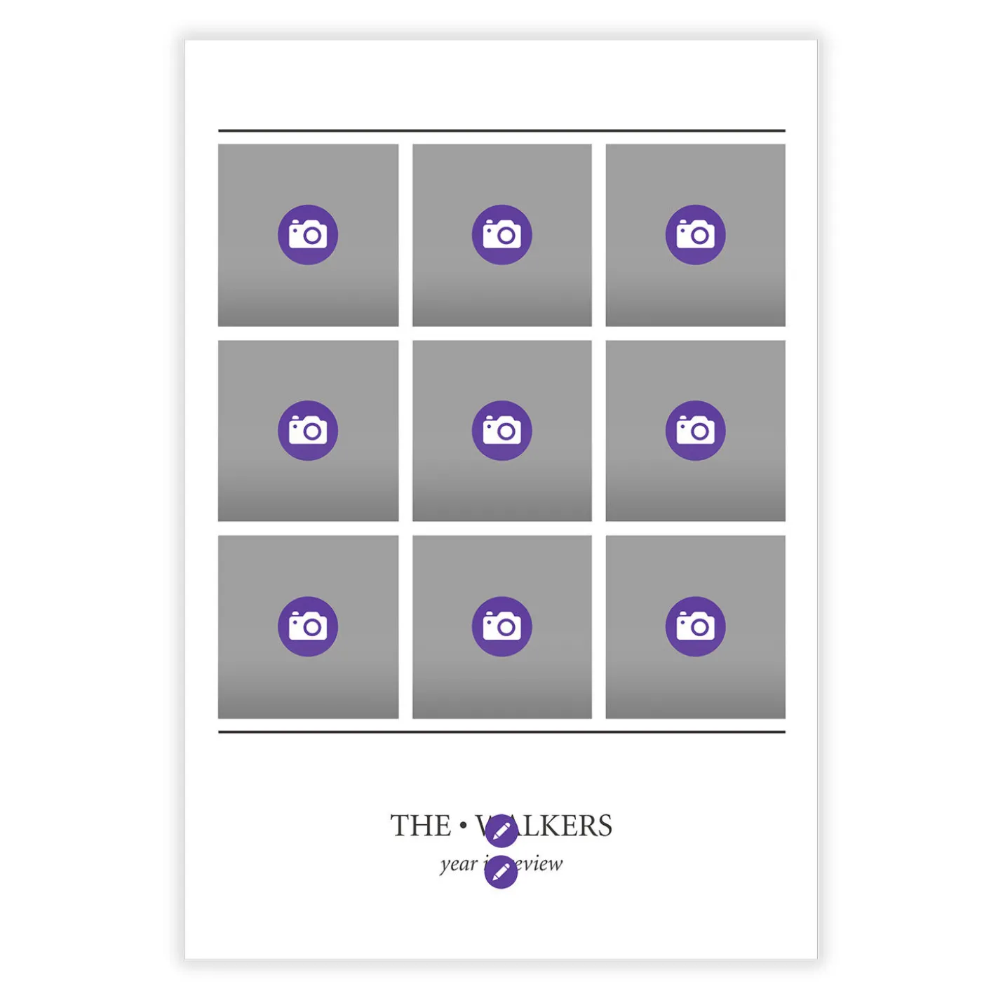 Lines on White Top Nine Flat Holiday Photo Card