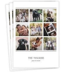 Lines on White Top Nine Flat Holiday Photo Card