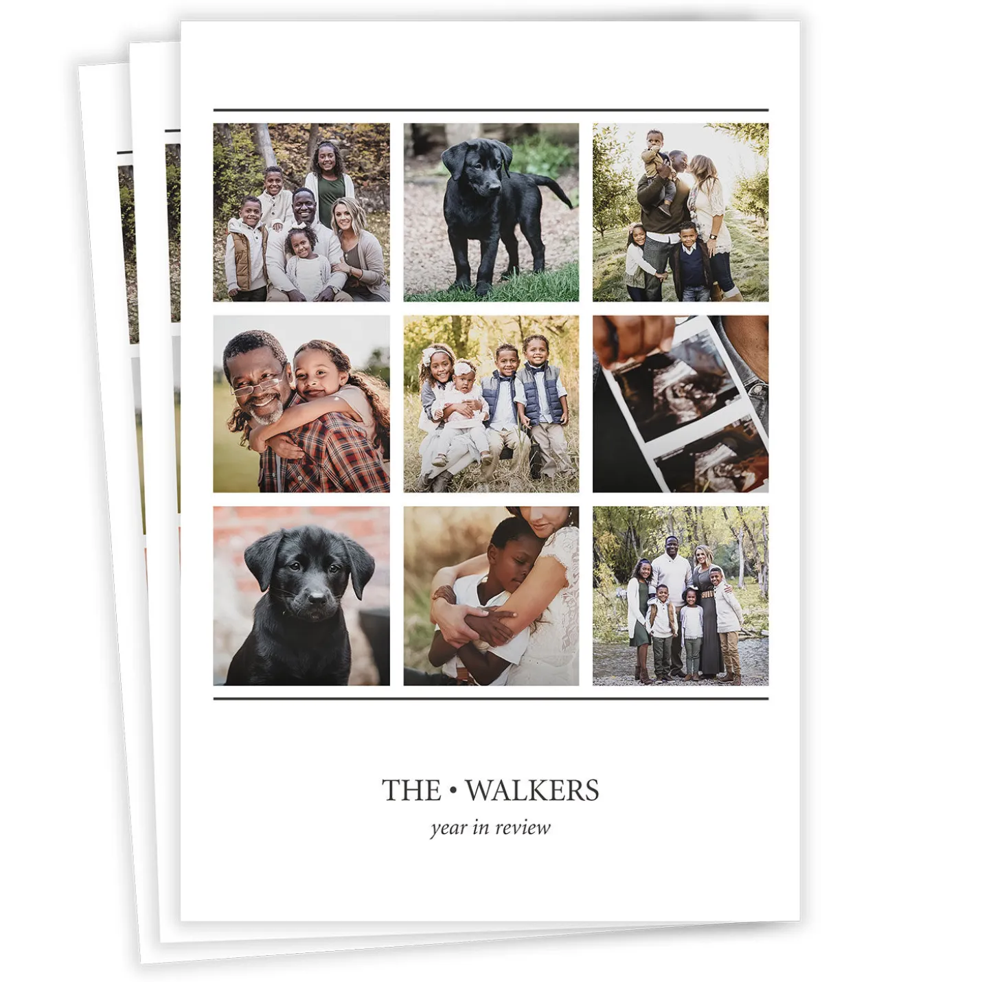 Lines on White Top Nine Flat Holiday Photo Card