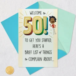 List of Things to Complain About Funny Pop-Up 50th Birthday Card