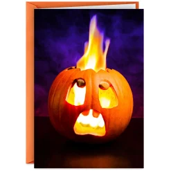 Lit Jack-o'-Lantern Funny Halloween Card