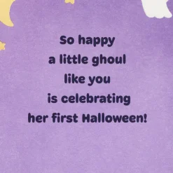 Little Purple Monster First Halloween Card for Girl