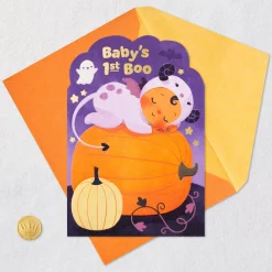 Little Purple Monster First Halloween Card for Girl