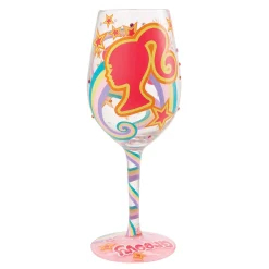 Lolita Barbie The Original Fashionista Handpainted Wine Glass, 15 oz.