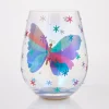 Lolita Bejeweled Butterfly Stemless Handpainted Wine Glass, 20 oz.