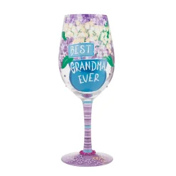 Lolita Best Grandma Ever Handpainted Wine Glass, 15 oz.