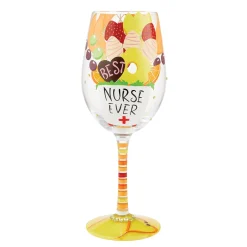Lolita Best Nurse Ever Handpainted Wine Glass, 15 oz.
