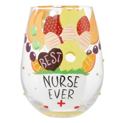 Lolita Best Nurse Handpainted Stemless Wine Glass, 20 oz.