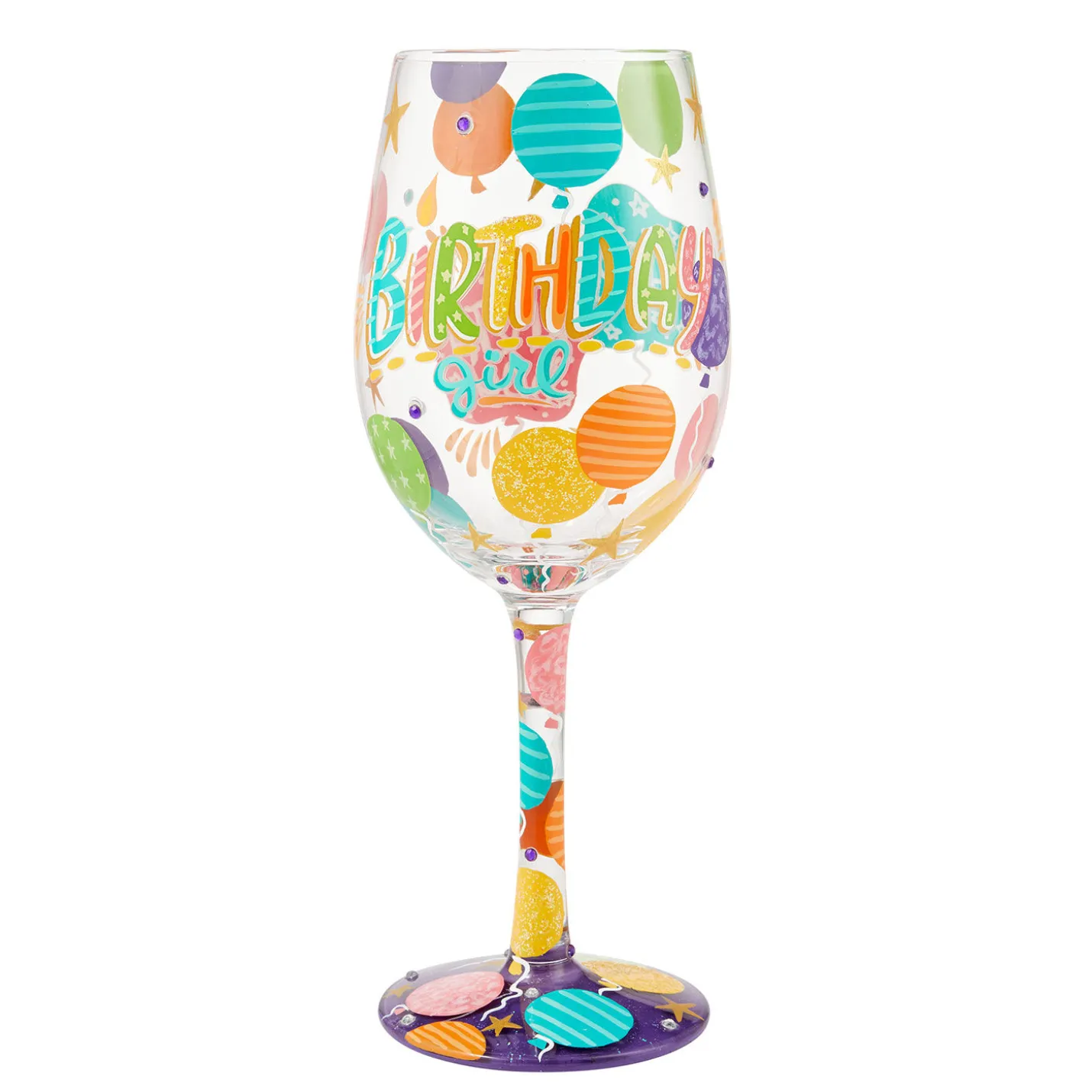 Lolita Birthday Girl Handpainted Wine Glass, 15 oz.