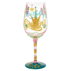 Lolita Birthday Queen Handpainted Wine Glass, 15 oz.