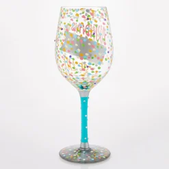 Lolita Birthdays Are the Confetti of Life Handpainted Wine Glass, 15 oz.