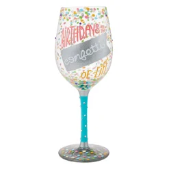 Lolita Birthdays Are the Confetti of Life Handpainted Wine Glass, 15 oz.