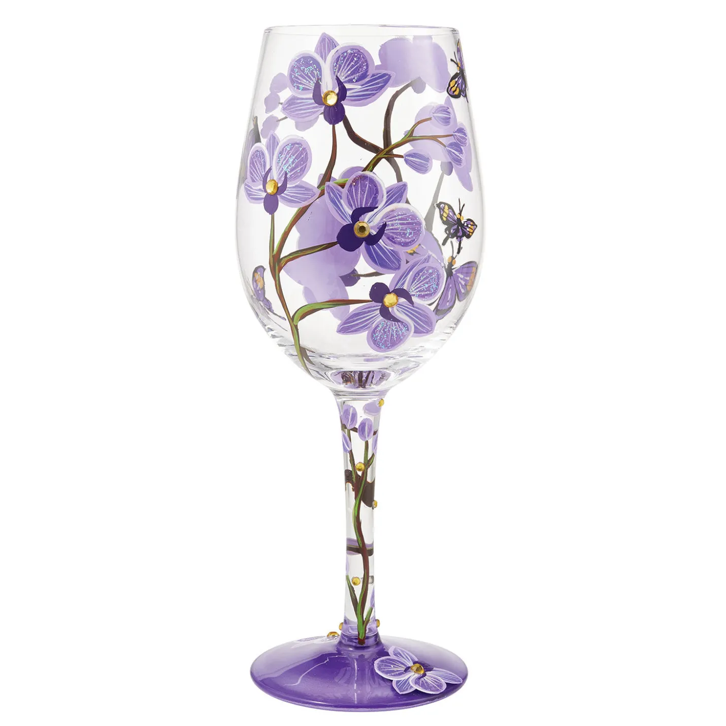 Lolita Butterfly Jubilee Handpainted Wine Glass, 15 oz.