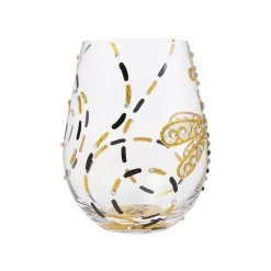 Lolita Dazzling Dragonfly Handpainted Stemless Wine Glass, 20 oz.