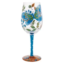 Lolita Garden Butterfly Handpainted Wine Glass, 15 oz.