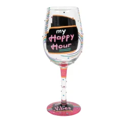 Lolita Happy Hour Handpainted Wine Glass, 15 oz.