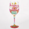 Lolita Happy 75th Birthday Handpainted Wine Glass, 15 oz.