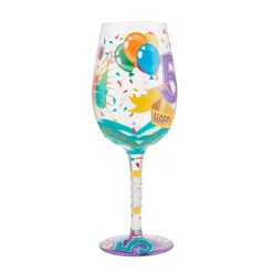 Lolita Happy 50th Birthday Handpainted Wine Glass, 15 oz.