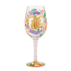Lolita Happy 70th Birthday Handpainted Wine Glass, 15 oz.