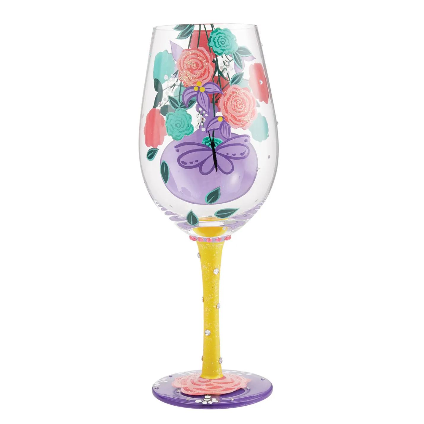 Lolita I (Heart) Mom Handpainted Wine Glass, 15 oz.