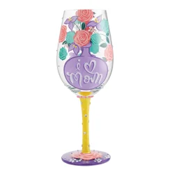 Lolita I (Heart) Mom Handpainted Wine Glass, 15 oz.