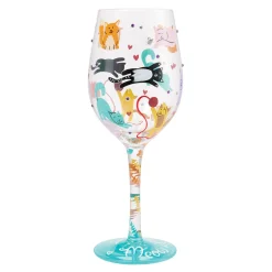 Lolita Meow It Up Handpainted Wine Glass, 15 oz.